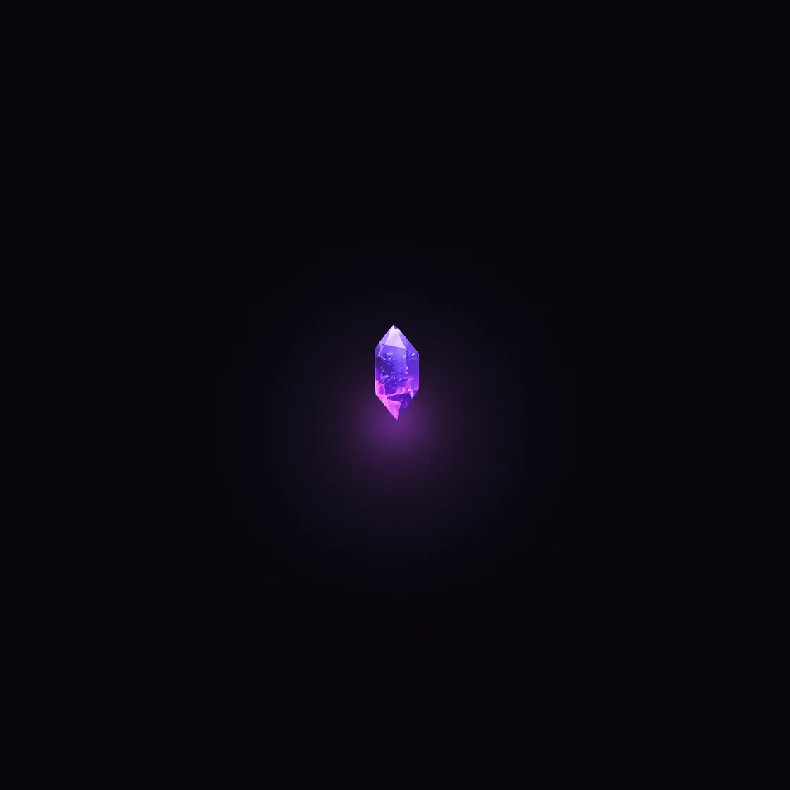 The value of hiring an SEO agency: a small faceted violet crystal of light glowing in the dark, an investment that compounds.